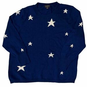 J Crew Star Intarsia Knit Sweater in Navy Blue & White